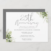 25th Wedding Anniversary Silver Script Floral Kaart (Voorkant / Achterkant)