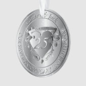25th Wedding Anniversary Silvery Heart Ornament (voorkant)