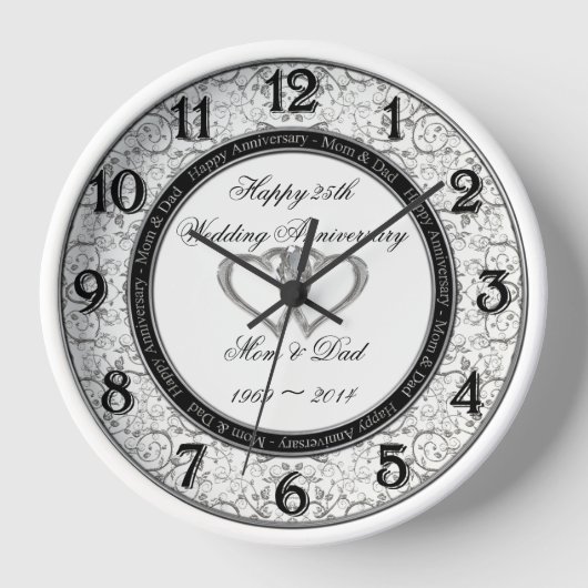 25th Wedding Anniversary Wall Clock (Voorkant)