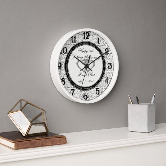 25th Wedding Anniversary Wall Clock (Kantoor)