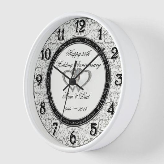 25th Wedding Anniversary Wall Clock (Hoek)
