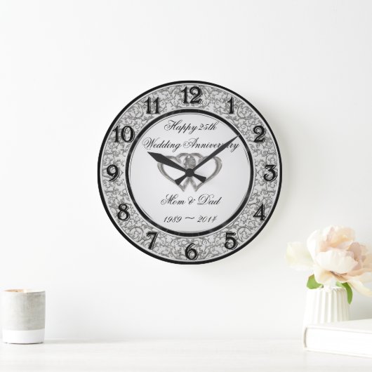 25th Wedding Anniversary Wall Clock Grote Klok (Huis)