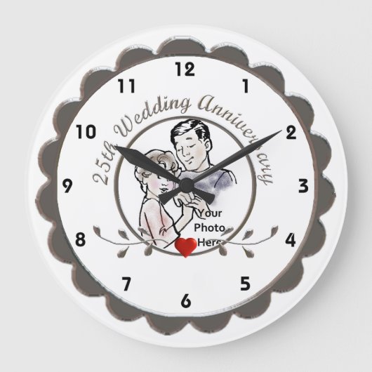 25th Wedding Anniversary Wall Clock Grote Klok (Voorkant)