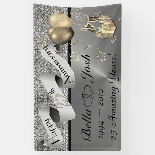25th Wedding Happy Jubileum Banner (Verticaal)
