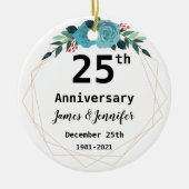 25th Wedding Jubileum - Aangepaste namen en Jaar Keramisch Ornament (Voorkant)