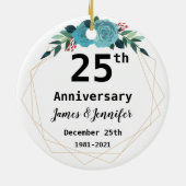 25th Wedding Jubileum - Aangepaste namen en Jaar Keramisch Ornament (Achterkant)
