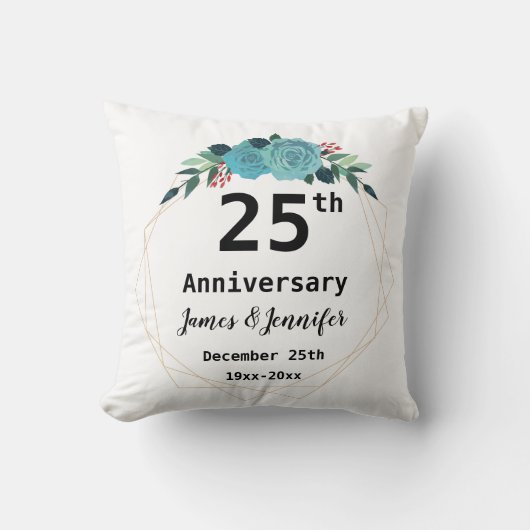 25th Wedding Jubileum - Aangepaste namen en Jaar Kussen (Voorkant)