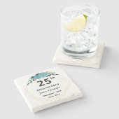 25th Wedding Jubileum - Aangepaste namen en Jaar Stenen Onderzetter (Zijkant)