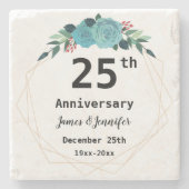 25th Wedding Jubileum - Aangepaste namen en Jaar Stenen Onderzetter (Voorkant)