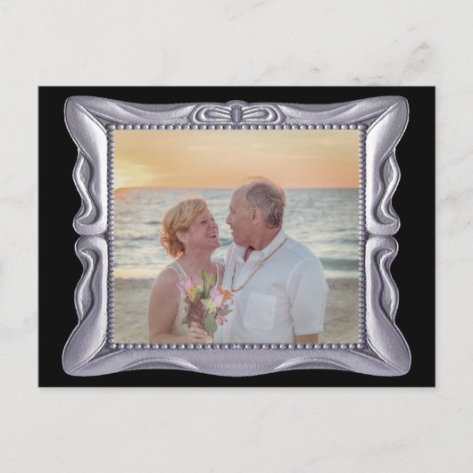 25th Wedding Jubileum Antiek Silver Lijst Briefkaart (Voorkant)