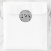 25th Wedding Jubileum Black en Silver Sparkle Ronde Sticker (Tas)