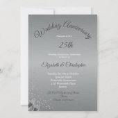 25th Wedding Jubileum Black Silver Chic Elegant Kaart (Achterkant)