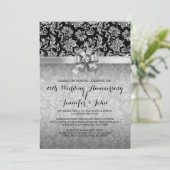 25th Wedding Jubileum Black & Silver Damascus 2 Kaart (Staand voorkant)