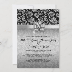 25th Wedding Jubileum Black & Silver Damascus 2 Kaart