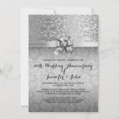 25th Wedding Jubileum Black & Silver Damaskers Kaart (Voorkant)
