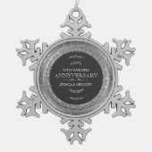 25th Wedding Jubileum Black & Silver Lace Tin Sneeuwvlok Ornament (Voorkant)