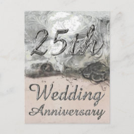 25th Wedding Jubileum Chic Silver Typografie Briefkaart