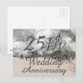 25th Wedding Jubileum Chic Silver Typografie Briefkaart (Voorkant / Achterkant)