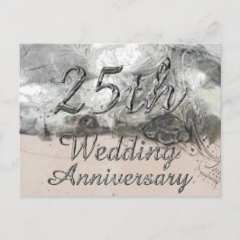 25th Wedding Jubileum Chic Silver Typografie Briefkaart
