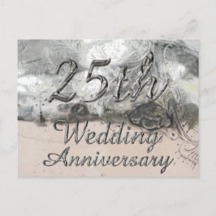 25th Wedding Jubileum Chic Silver Typografie Briefkaart
