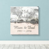 25th Wedding Jubileum Chic Silver Typografie Canvas Afdruk (Insitu (Houten vloer))