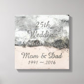 25th Wedding Jubileum Chic Silver Typografie Canvas Afdruk (Voorkant)