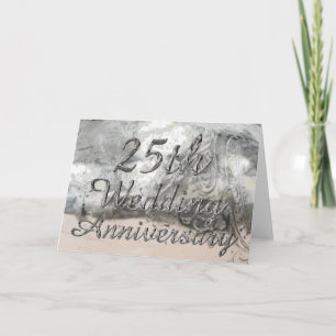 25th Wedding Jubileum Chic Silver Typografie Kaart