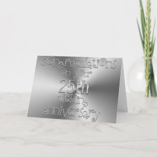 25th Wedding Jubileum Chic Silver Typografie Kaart