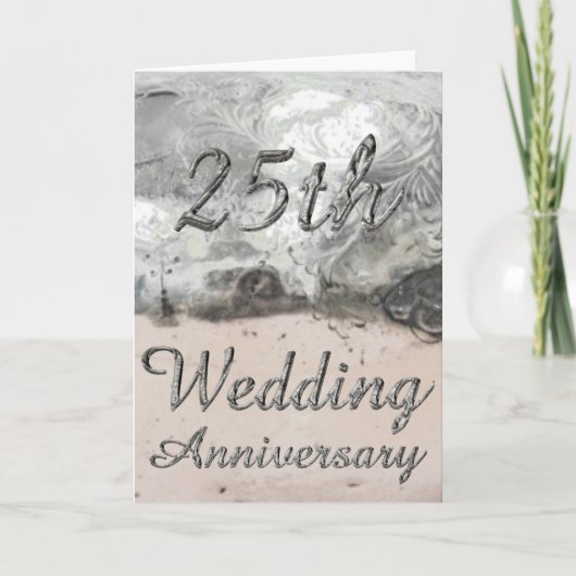 25th Wedding Jubileum Chic Silver Typografie Kaart (Voorkant)