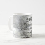 25th Wedding Jubileum Chic Silver Typografie Koffiemok (Voorkant links)