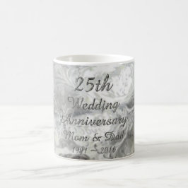 25th Wedding Jubileum Chic Silver Typografie Koffiemok
