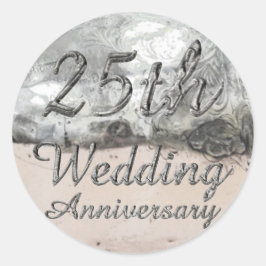 25th Wedding Jubileum Chic Silver Typografie Ronde Sticker