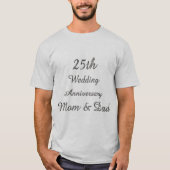25th Wedding Jubileum Chic Silver Typografie T-shirt (Voorkant)