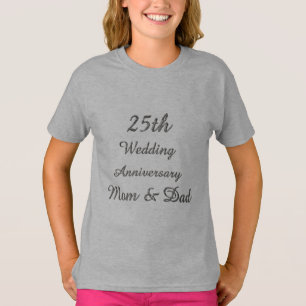 25th Wedding Jubileum Chic Silver Typografie T-shirt