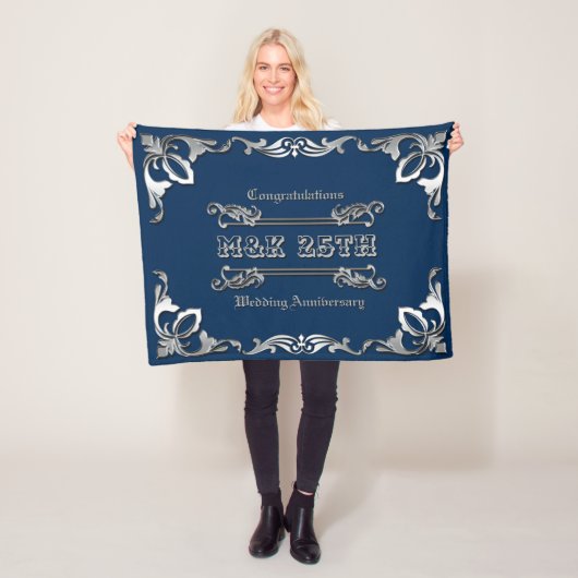 25th Wedding Jubileum Classic Book Hoesje Silver Fleece Deken (In situ)