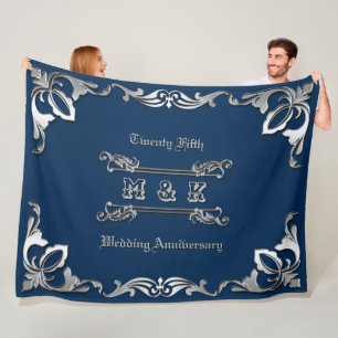 25th Wedding Jubileum Classic Book Hoesje Silver Fleece Deken