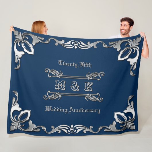 25th Wedding Jubileum Classic Book Hoesje Silver Fleece Deken (In situ)