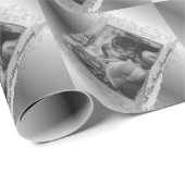 25th Wedding Jubileum Custom Black en Wht Foto Cadeaupapier (Rol Hoek)
