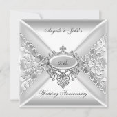 25th Wedding Jubileum Elegant Silver White Kaart (Voorkant)