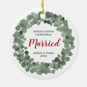 25th Wedding Jubileum elk jaar op maat gesneden Keramisch Ornament (Achterkant)