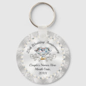 25th Wedding Jubileum Favors Souvenirs, Custom Sleutelhanger (Voorkant)