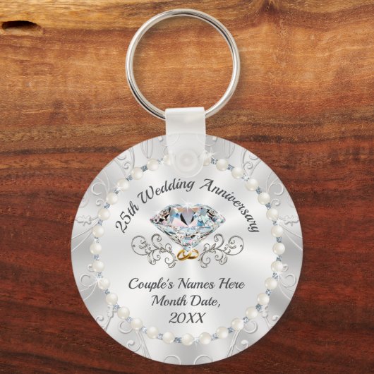 25th Wedding Jubileum Favors Souvenirs, Custom Sleutelhanger (Voorkant)