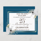 25th Wedding Jubileum Floral Save the Date Invi (Voorkant / Achterkant)