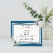 25th Wedding Jubileum Floral Save the Date Invi (Staand voorkant)