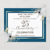 25th Wedding Jubileum Floral Save the Date Invi (Voorkant)