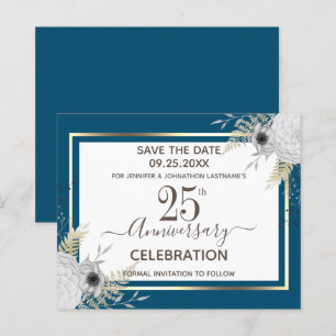 25th Wedding Jubileum Floral Save the Date Invi