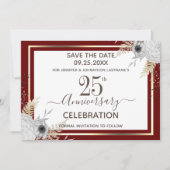 25th Wedding Jubileum Floral Save the Date Invi Kaart (Voorkant)