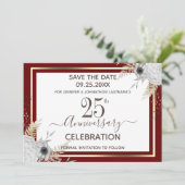 25th Wedding Jubileum Floral Save the Date Invi Kaart (Staand voorkant)