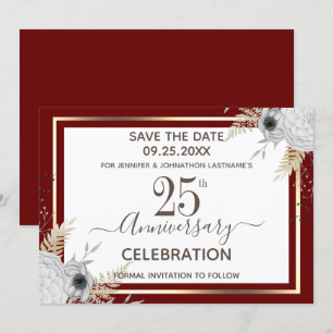 25th Wedding Jubileum Floral Save the Date Invi Kaart