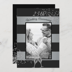 25th Wedding Jubileum Foto: Black Silver Kaart